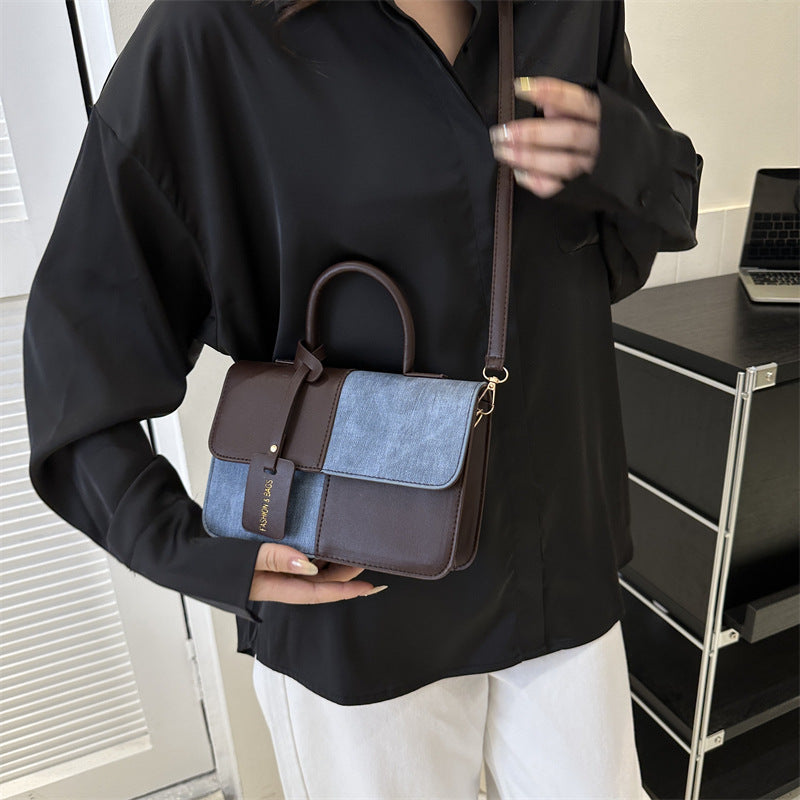 Wholesale Design Stitching Contrast Color Small Square Bag Texture Simple Crossbody Bag Fashion Shoulder Bag